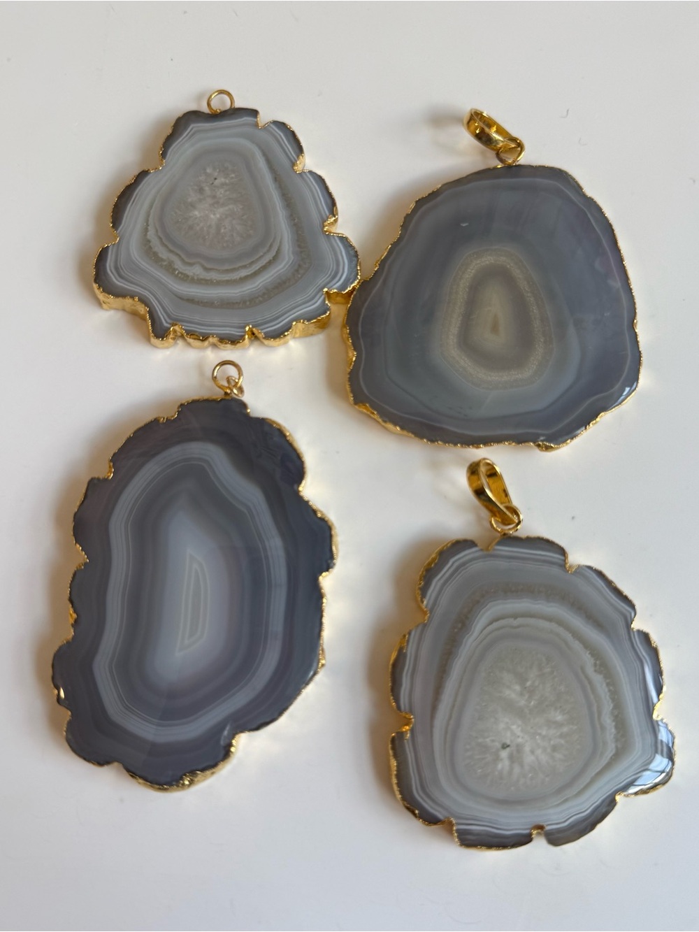 Lot of 4 large agate pendants jewelry making supplies